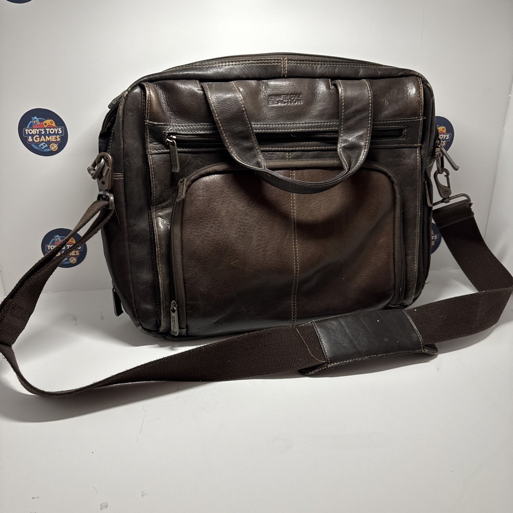 Kenneth Cole Reaction Brown Leather Messenger Bag